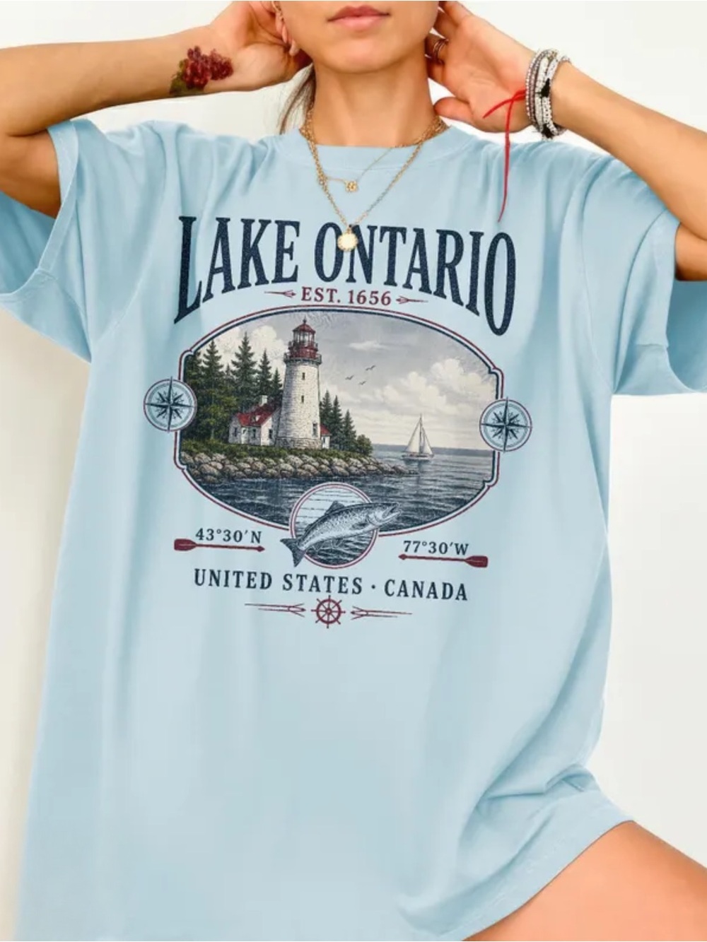 Lake Ontario Great Lakes Shirt Vintage 90s Comfort Color Tee Subtle Anti Trump